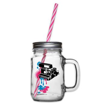 Instant camera - color drips out - - Glass jar with handle and screw cap - clear - Right