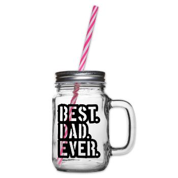 stamp text dad best ever love dad best world v - Glass jar with handle and screw cap - clear - Right
