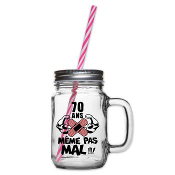 70 ans meme pas mal anniversaire muscle - Bocal à boisson - transparent - Droite