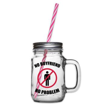 no_boyfriend_no_problem - Glass jar with handle and screw cap - clear - Right