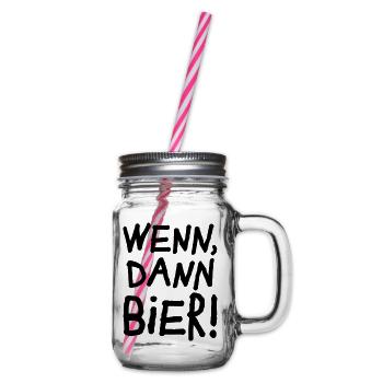 Bier Garten Getränk Grillmeister Sommer Party - Henkelglas mit Schraubdeckel - Klar - Rechts