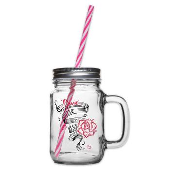 Notes musicales avec musique et fleur. - Bocal à boisson - transparent - Droite