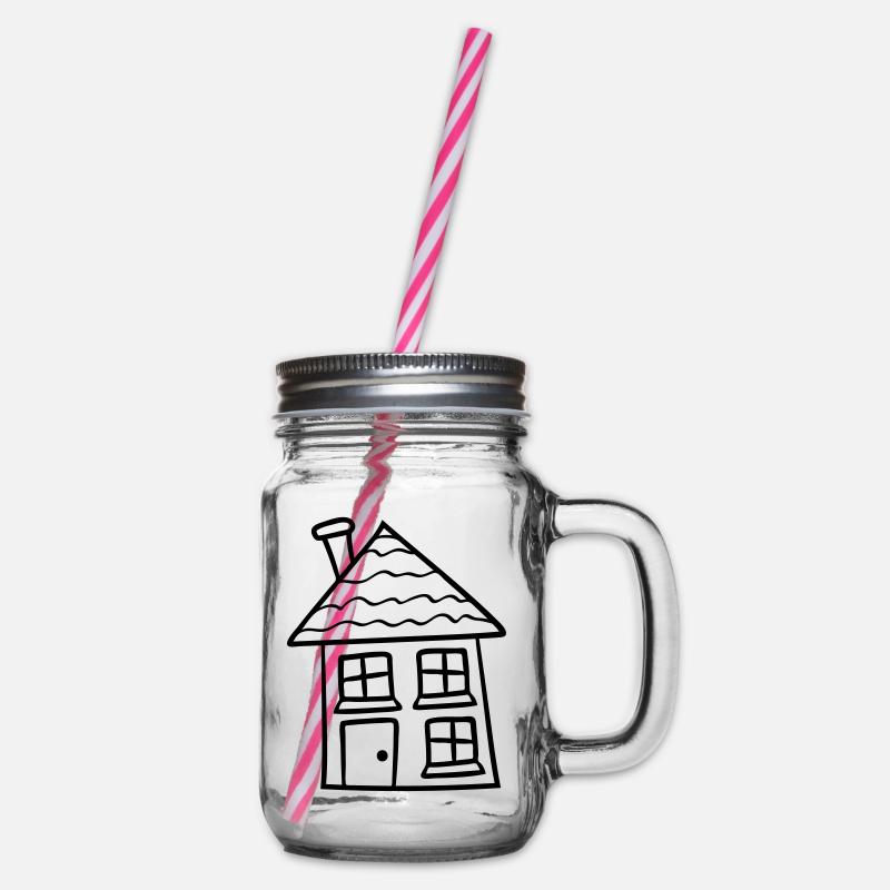 süßes kleines haus häuschen eigenheim bauen bauher - Henkelglas mit Schraubdeckel - Klar