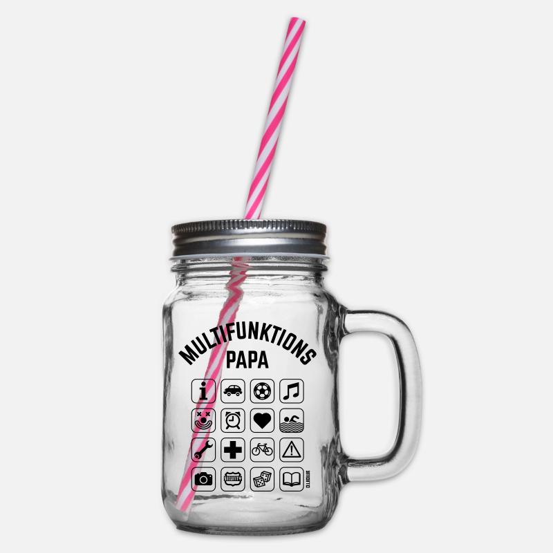 Multifunktions Papa (16 Icons) - Henkelglas mit Schraubdeckel - Klar