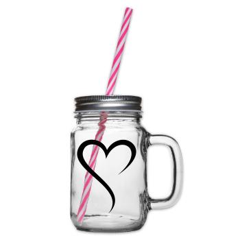 Heart Swirls / Heart Swirl (1c) - Glass jar with handle and screw cap - clear - Right