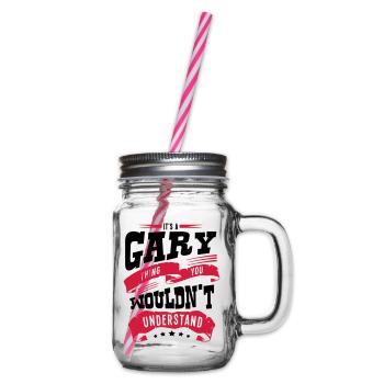 gary name thing you wouldnt understand - Glass jar with handle and screw cap - clear - Right