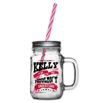 kelly name thing you wouldnt understand - Glass jar with handle and screw cap - clear - Right