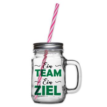 ein_team_ein_ziel_2 - Henkelglas mit Schraubdeckel - Klar - Rechts
