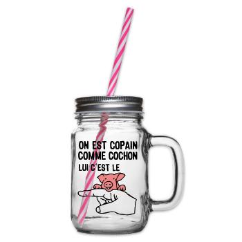 copain comme cochon citation expression doigt - Bocal à boisson - transparent - Droite