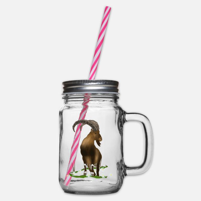 Ibex, mountains, alps - Glass jar with handle and screw cap - clear