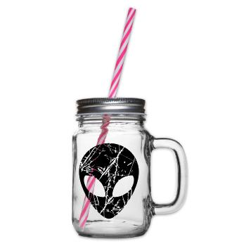 Cracked head alien - Glass jar with handle and screw cap - clear - Right