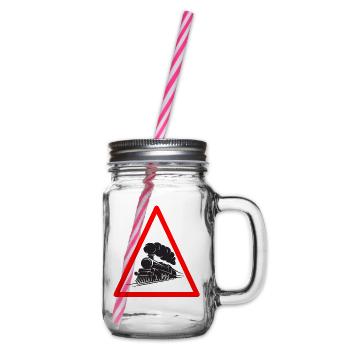 Achtung Lokomotive Lokführer Lokschild Geschenk - Henkelglas mit Schraubdeckel - Klar - Rechts
