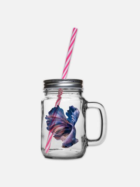 Betta Fish , aqarium hobby - Henkelglas mit Schraubdeckel - Klar