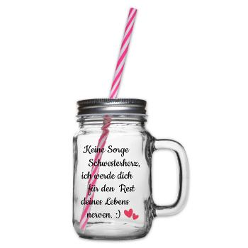 Beste Schwester Schwesterherz Weihnachten Geschenk - Henkelglas mit Schraubdeckel - Klar - Rechts