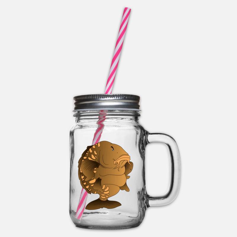Design de pêche de la carpe miroir en forme de dessin animé - Bocal à boisson - transparent