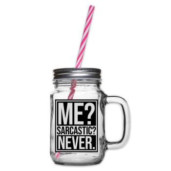 me sarcastic never quote - Glass jar with handle and screw cap - clear - Right