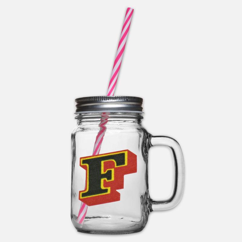 F-Buchstabe - Henkelglas mit Schraubdeckel - Klar