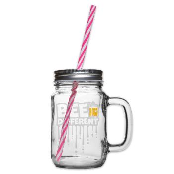 bee different saying quote - Glass jar with handle and screw cap - clear - Right