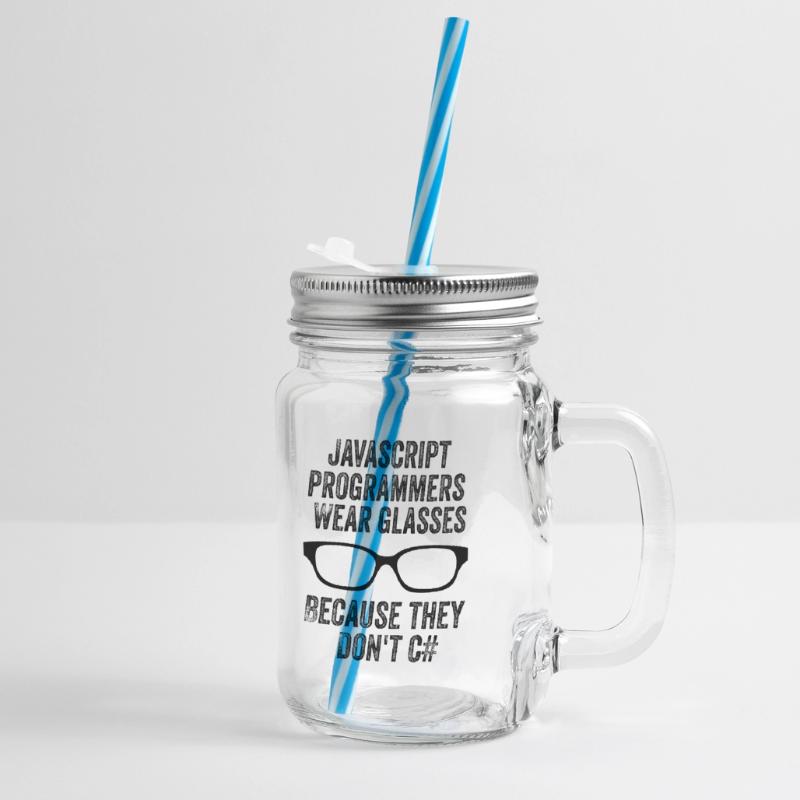 Funny Javascript Programmers Glass jar with handle and screw cap