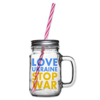 Love ukraine stop war - Glass jar with handle and screw cap - clear - Right