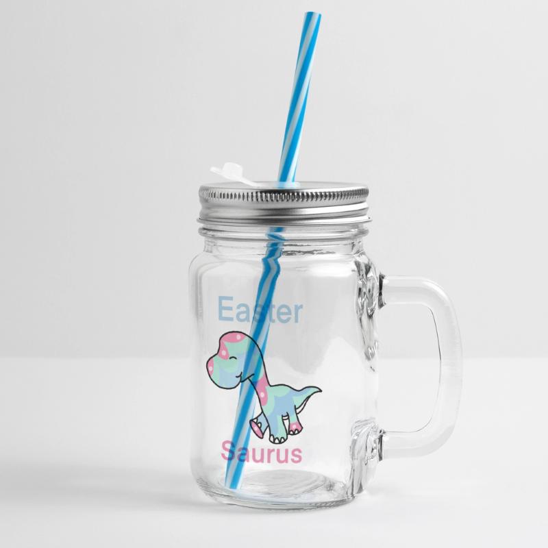 Easter Saurus Easter Dinosaur eggs Easter eggs Glass jar with handle and screw cap