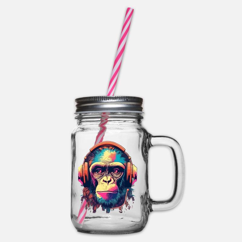 Monkey Beats - Henkelglas mit Schraubdeckel - Klar