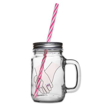 holding hands weddign day - Glass jar with handle and screw cap - clear - Right