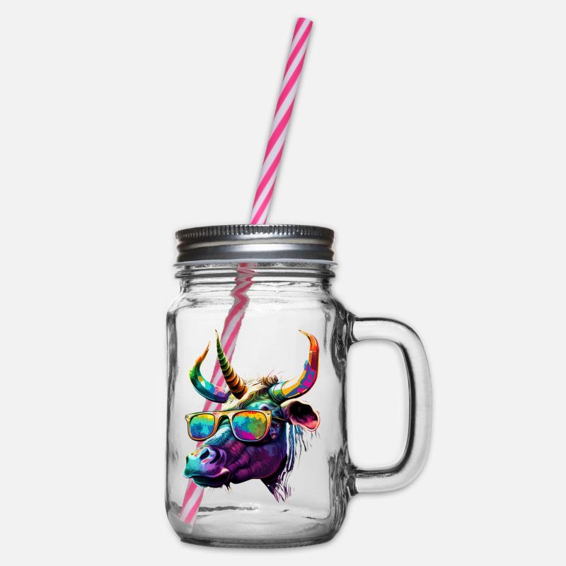 Rainbow Bulle - Henkelglas mit Schraubdeckel - Klar