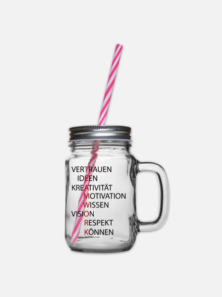 Teamwork - Henkelglas mit Schraubdeckel - Klar