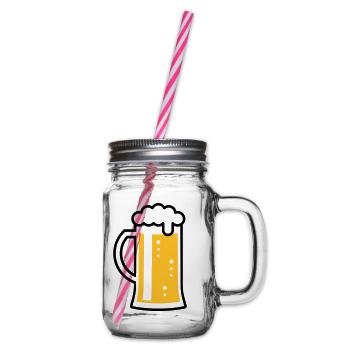 Maßkrug (Bier / Bierseidel / Bierglas / L / 2C) - Henkelglas mit Schraubdeckel - Klar - Rechts