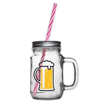 Maßkrug (Bier / Bierseidel / Bierglas / L / 3C) - Henkelglas mit Schraubdeckel - Klar - Rechts