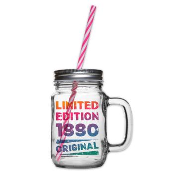 Limited Edition Birthday Party Vintage 1990's - Glass jar with handle and screw cap - clear - Right