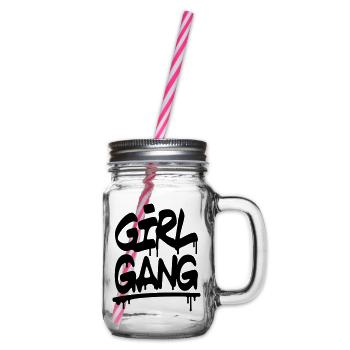 Girl Gang - Glass jar with handle and screw cap - clear - Right