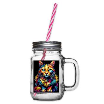 Cat - Glass jar with handle and screw cap - clear - Right
