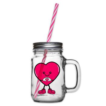 heart comic - Henkelglas mit Schraubdeckel - Klar - Rechts