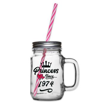 1974 Princess Birthday - Glass jar with handle and screw cap - clear - Right