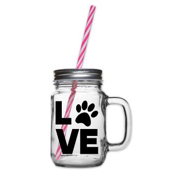 pfote love - Henkelglas mit Schraubdeckel - Klar - Rechts