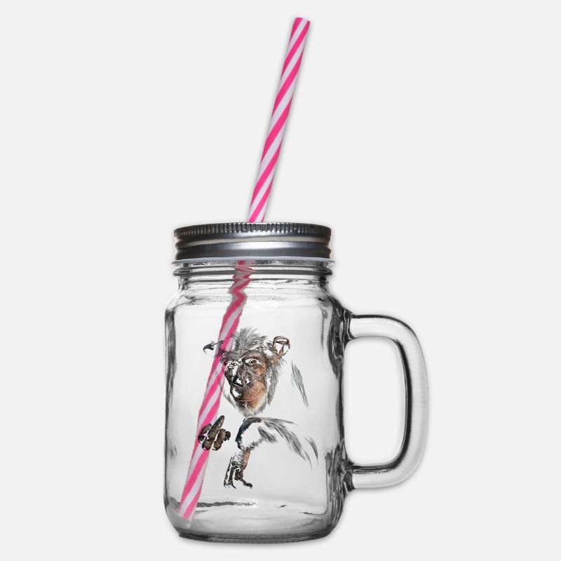 Schimpanse - Henkelglas mit Schraubdeckel - Klar