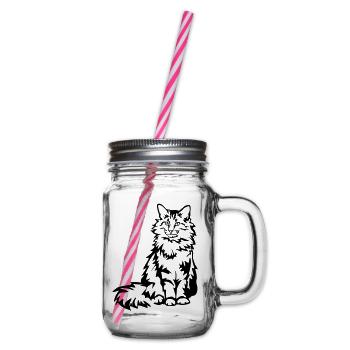 Norwegian Forest Cat - Glass jar with handle and screw cap - clear - Right