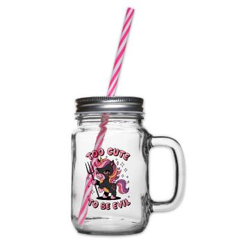 Too Cute To Be Evil - Glass jar with handle and screw cap - clear - Right