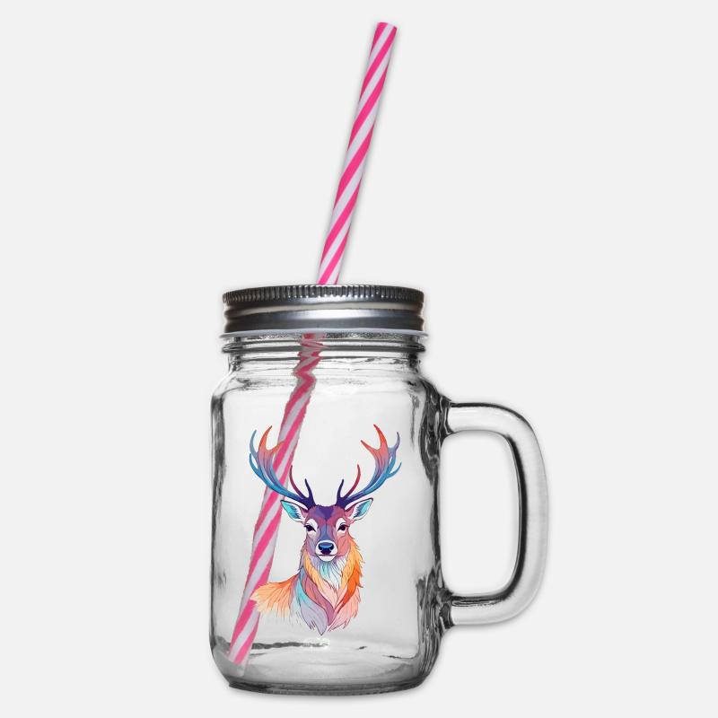 cerf art vectoriel avec illustration aux couleurs vives - Bocal à boisson - transparent