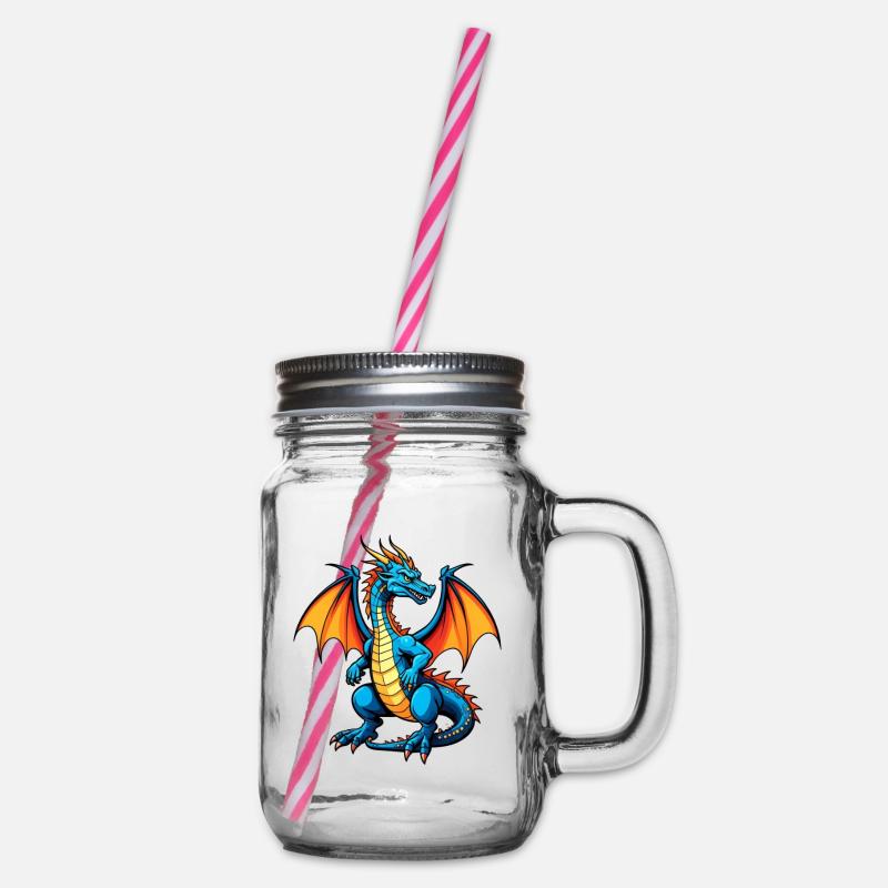 Blauer Dragon - Henkelglas mit Schraubdeckel - Klar