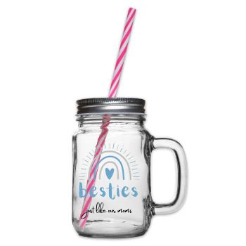 besties just like our moms | best friends - Henkelglas mit Schraubdeckel - Klar - Rechts