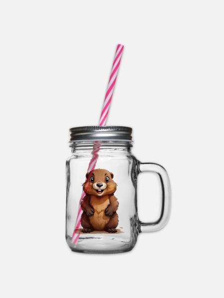 Marmotte mignonne - Bocal à boisson - transparent