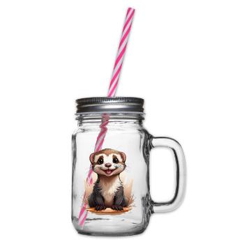 Ferret - Glass jar with handle and screw cap - clear - Right