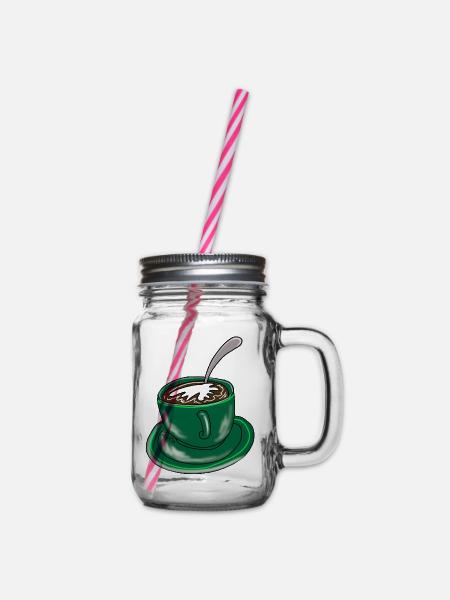 Tasse - Henkelglas mit Schraubdeckel - Klar