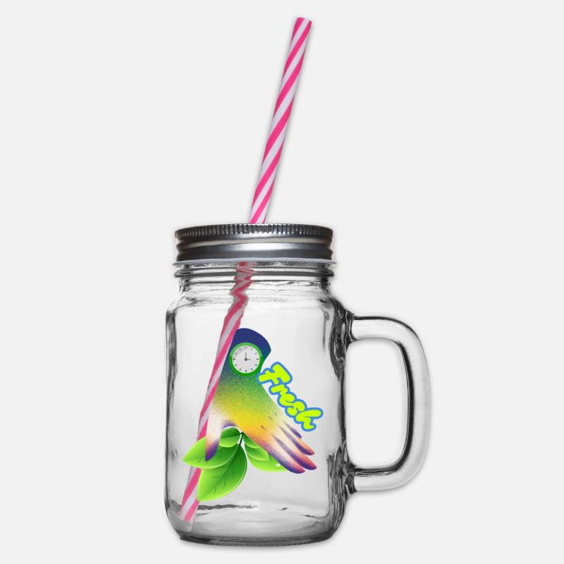 Design der frischen Gradient-Blattuhr - Henkelglas mit Schraubdeckel - Klar