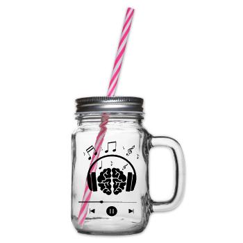 music - Glass jar with handle and screw cap - clear - Right