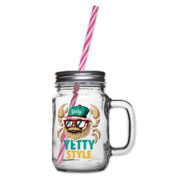 Yetty Style Yeti Graphic - Henkelglas mit Schraubdeckel - Klar - Rechts