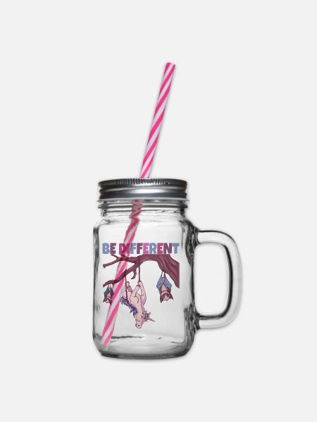 Be Different Einhorn - Henkelglas mit Schraubdeckel - Klar